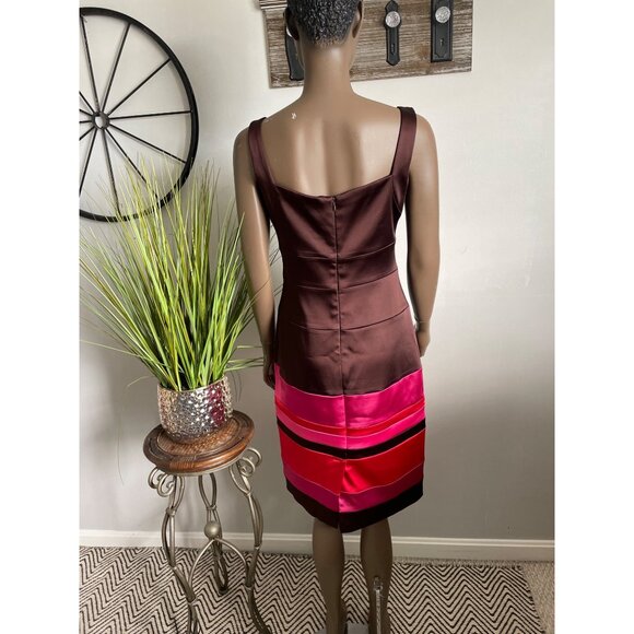 JAX Square Neckline Satin Cocktail Dress Size 10 - Picture 4 of 12